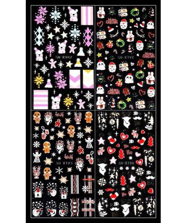 3D Embossed Christmas Nail Art Stickers Decals 4 Sheets 5D Self-Adhesive Red Heart Snowflake Winter Nail Supplies Nail Art Design Decoration Accessories - Buy Online on GoSupps.com