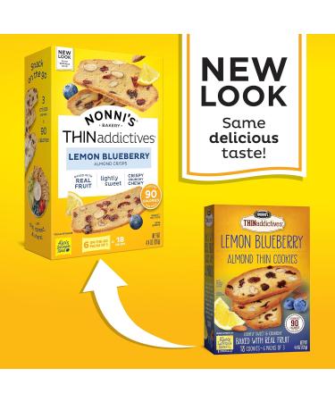 Nonni's THINaddictives Lemon Blueberry Almond Cookies - 4.4 Oz - Pack Of 3 - Buy Online on GoSupps.com