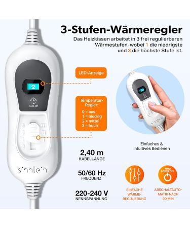 Sinnlein Heating Pad 60x85cm - Electric Heat Pad for Back Shoulder & Neck | 3 Temperature Settings & Auto Shut-Off (Gray) | International Shipping - Buy Online on GoSupps.com