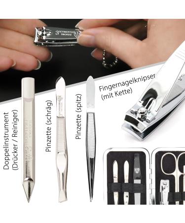 Three Swords Lucca 6-Piece Nail Care Set | Luxury Manicure & Pedicure Set in Red Leather Gift Box | Skin Scissors Tweezers Nail Clipper & File - Buy Online on GoSupps.com