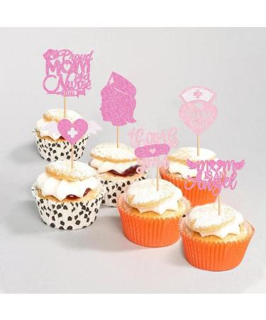 Cyodoos 24Pcs Nurse Cupcake Toppers Nursing School Graduation Cupcake Picks for Medical Rn Nurse Grad Themed Birthday Party Doctor Nurse Theme Party Supplies Pink - Buy Online on GoSupps.com
