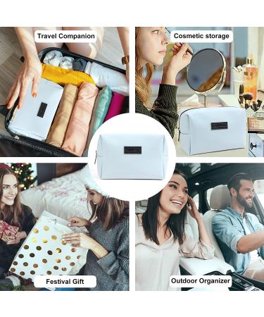 MAANGE Small Makeup Bag for Purse - Blue PU Leather Travel Cosmetic Pouch for Women - Buy Online on GoSupps.com