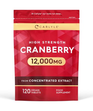 Cranberry Tablets 12 000mg | Supplements for Women | 120 Pills | Vegan | by Carlyle - Buy Online on GoSupps.com