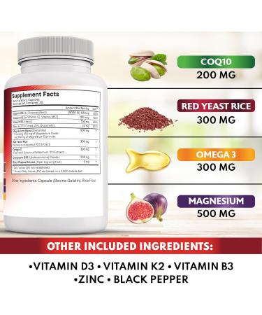 NEW AGE COQ10 200mg Red Yeast Rice Omega 3-6-9 Magnesium Complex Zinc Vitamin K2 D3 - Support Vitamins for Women and Men with Vitamin B3 Coenzyme Q10-180 Count 180 Capsules (Pack of 3) - Buy Online on GoSupps.com