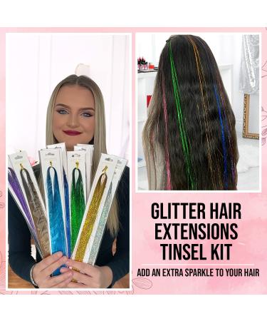 Zealibrate 12 Color Hair Tinsel Kit: 2400 Fairy Strands & Tools for Heat Resistant Rainbow Metallic Hair Extensions - Christmas & New Year Accessories - Buy Online on GoSupps.com