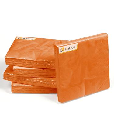 HEKU 100 Single-Colored Napkins - 3-Layer 33x33cm | 5-Pack | Highly Absorbent & Stylish Orange Napkins for Events & Gastronomy - Buy Online on GoSupps.com