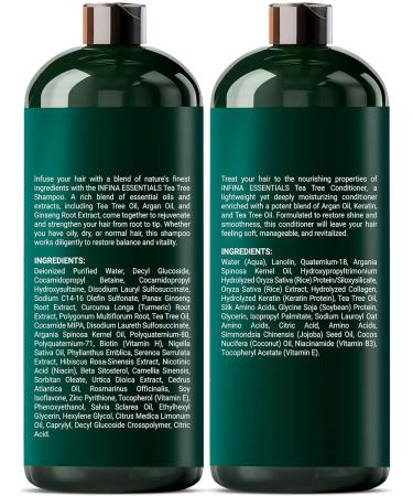 Tea Tree Shampoo & Conditioner Set - Deep Cleansing Strengthening & Shine for Dry Scalp - 16 fl oz - For Men & Women - International Shipping Available - Buy Online on GoSupps.com