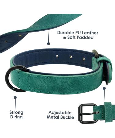 Didog Soft Padded Leather Dog Collar for Medium & Large Dogs - Adjustable Durable Rust-Free Buckle Green (M: 27-33 cm) - Buy Online on GoSupps.com