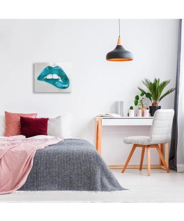 Stupell Industries Modern Blue Fashion Lip Bite Canvas Wall Art by Sarah McGuire - 20x16 Silver - Buy Online on GoSupps.com
