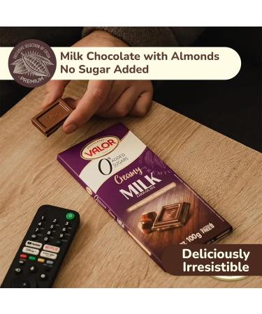 Valor No Sugar Added Creamy Milk Chocolate Bar With Hazelnut Filling 100 grams - Buy Online on GoSupps.com