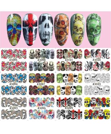 48 Sheets Halloween Nail Art Stickers - Spooky Pumpkin Bat Ghost & Skull Designs - Kalolary Water Transfer DIY Decals for Halloween Nail Decor - Buy Online on GoSupps.com