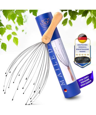 Maileda head massage spider I 24 finger" I ergonomic wooden handle i head crawl I massager i high quality i well -being for the head