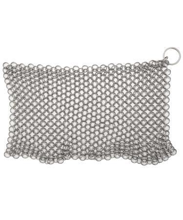 Xeodaun Cast Iron Cleaner -Premium 316 Stainless Steel Chainmail Scrubber 8x6 Inch