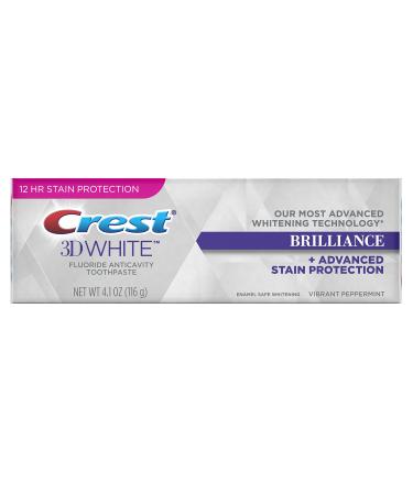 Crest 3D White Brilliance Advanced Whitening Technology + Advanced Stain Protection Toothpaste Vibrant Peppermint 4.1 oz Peppermint Single