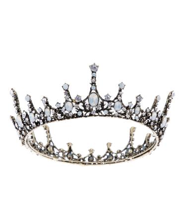 SWEETV Crystal Baroque Queen Crown - Vintage Princess Tiara  Wedding Prom Hallloween Opal Costume Hair Accessories for Women and Girls  Penelope Black Gold