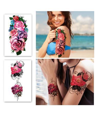 Waterproof Temporary Tattoo Stickers - Full Arm 8 Sheets & Half Arm Shoulder 10 Sheets for Girls - Extra Large & Long Lasting (22.83X7.1) - Buy Online on GoSupps.com