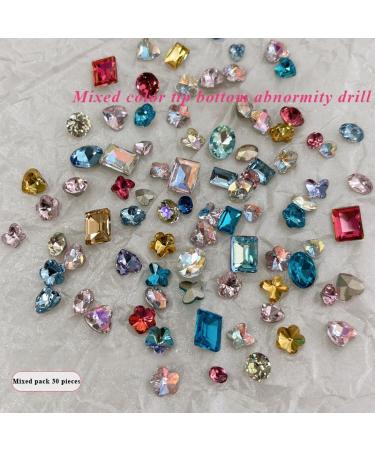 Nail tip bottom shaped diamond accessories Nail jewel pendant 30 colored mixed crystal diamonds 3-8MM - Buy Online on GoSupps.com