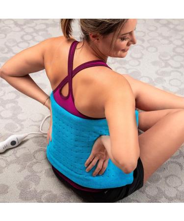 Cure Choice Large Electric Heating Pad for Back Pain Relief - Ultra Soft 12x24 with Storage Pouch - Muscle Cramps Heating Pad - Adjustable Temperature Settings & Safe Auto Shut - Blue - Buy Online on GoSupps.com