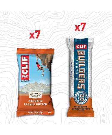 CLIF BAR and CLIF Builders - Variety Pack - Crunchy Peanut Butter and Chocolate Peanut Butter - Energy Bars and Protein Bars - Non-GMO - Plant Based - 2.4 oz. (14 Count) Crunchy Peanut Butter + Chocolate Peanut Butter 1 Cou  - Buy Online on GoSupps.com
