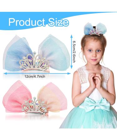 WHAVEL 2 Pack Cute Hair Bows for Girls - Diamond Crown Princess Hair Clips Set for Kids - Buy Online on GoSupps.com
