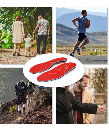 Orthotic Insoles Arch Support Full Length Inserts for Flat Feet & Plantar Fasciitis - UK-12-30.5CM (Red) - Buy Online on GoSupps.com