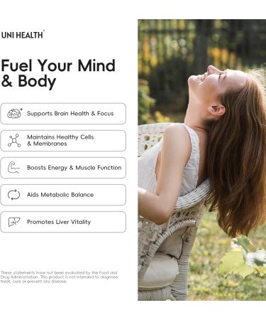 UniHealth Choline 500 mg with VitaCholine , 60-Day Supply, Liquid Vegan Capsules for Prenatal Choline Supplement, Brain Health, Cognitive Performance & Liver Support, Non-GMO, Gluten-Free, USA Made Unflavored - Buy Online on GoSupps.com