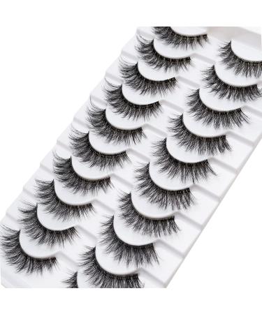 MilyBest 10 Pairs Asian Spiky Anime Mink Cat Eye False Eyelashes | Fluffy Wispy Clear Band for Natural Look & Extensions Pack A-Chic - 18MM - Buy Online on GoSupps.com
