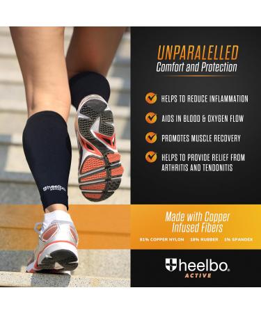 Copper Infused Calf Compression Sleeves - Support Muscle Recovery Improve Blood Circulation All Day Comfort Moisture Wicking Breathable - XL/XXL Black - Buy Online on GoSupps.com