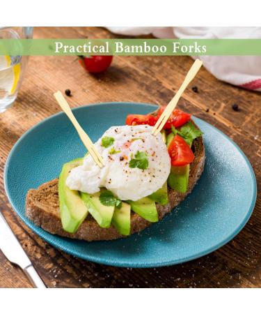 350 PCS Bamboo Forks 3.5 Inch Disposable Food Bamboo Picks Mini Food Bamboo Forks Eco-Friendly Bamboo Picks for Appetizer Fruit Dessert Barbeque Snacks Sandwich - Buy Online on GoSupps.com
