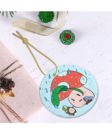 YYHHAOFA Sunflower Seeds and Mushroom Picture Christmas Ceramic Round Pendant Decoration - Festive Hanging Ornament for Stores and Homes -2.9 in - Buy Online on GoSupps.com