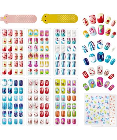 144Pcs Kids Press on Nails - Children Girls Short Artificial Fake Nails - No Fading Full Cover Acrylic Nails - Fruit Design - Quick & Easy Stick On - Cute Gift for Kids Nail Decoration - Buy Online on GoSupps.com