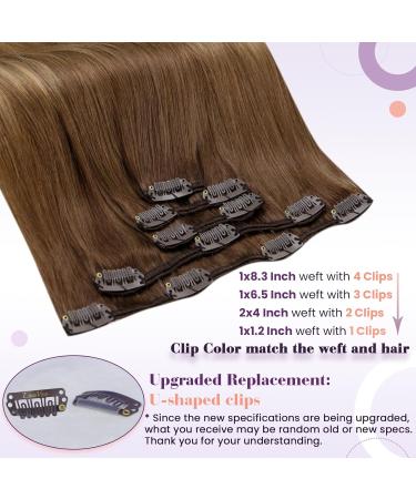 LAAVOO Real Hair Clip-In Extensions - Brown Balayage 30cm 70g Remy Human Hair 5pcs - Best Quality for Instant Length & Volume - Buy Online on GoSupps.com