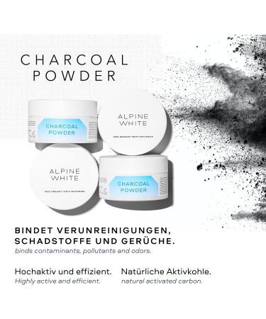 ALPINE WHITE Activated Carbon Powder Naturally Whiten Teeth with Coconut | 30g - Buy Online on GoSupps.com
