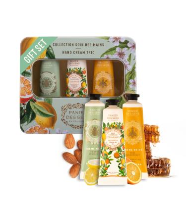Panier des Sens - Coffret Cadeau Femme -Nouveau Trio Creme Main Hydratante Miel Provence & Amande- Id e Cadeau Femme Made in France - Coffret - 97% d'Ingr dients Naturels - 3x30ml Amande Provence & Miel