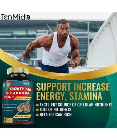 Tenmido 10-in-1 Turkey Tail Mushroom Extract 5050mg with Lions Mane, Cordyceps, Reishi & More - 3 Months Supply | Supports Digestive Function & Immune System - Buy Online on GoSupps.com