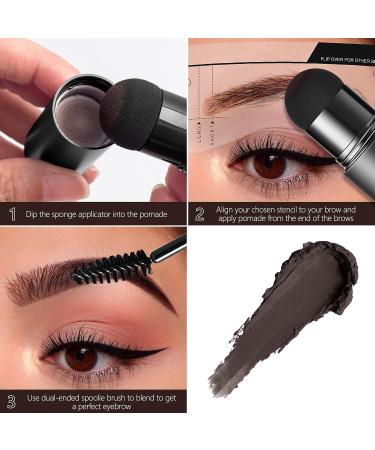 Eyebrow Stamp Kit with 10 Stencils - Waterproof Brow Pomade for Perfect Brows | Long Lasting, Pigmented & Easy to Use - Black Brown - Buy Online on GoSupps.com
