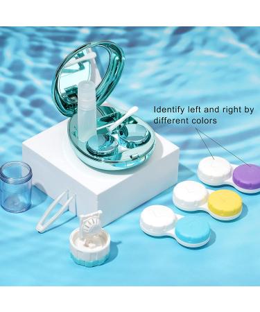 5-in-1 Green Travel Contact Lens Case with Mirror, Tweezers, Remover Tool & Solution Bottle - Buy Online on GoSupps.com