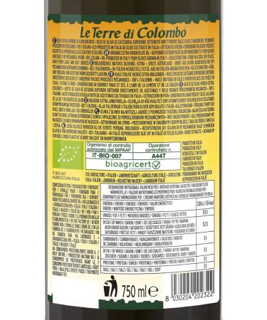 Le Terre di Colombo 100% Italian Organic Extra Virgin Olive Oil - 0.75L Ribbed Bottle with Mechanical Cap - Buy Online on GoSupps.com