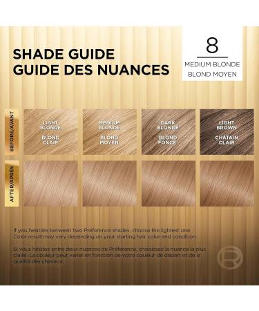 L Or al Paris Superior Preference 9 weeks of Luminous Fade-Defying Permanent Hair Dye 8 Medium Blonde 100% Grey Coverage 1 Hair Dye Kit (Packaging May Vary) Medium Blonde 1 count (Pack of 1) - Buy Online on GoSupps.com