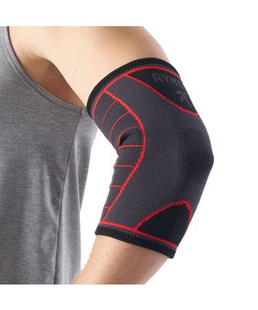 Rymora Fitness Elbow Brace- S, Compression Support Sleeve for Tendonitis, Tennis Elbow, Golf Elbow Treatment, Weightlifting & Weak Joints - Reduce Joint Pain During Any Activity! S Single (Slate Grey)