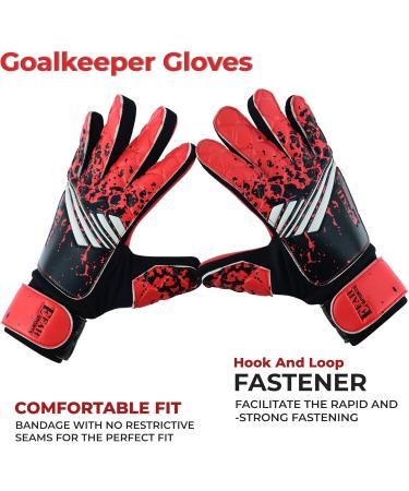 EFAH Sports Football Goalkeeper Gloves for Boys | Grippy Size 4 Soccer Gloves for Ages 6-9 - Red - Buy Online on GoSupps.com