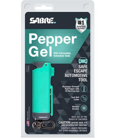 SABRE Safe Escape 3-in-1 Pepper Gel with Seat Belt Cutter & Window Breaker, Maximum Strength Pepper Spray, Snap Clip Keychain for Easy Carry & Fast Access, 25 Bursts, Easy to Use Flip Top Safety Mint Green - Buy Online on GoSupps.com