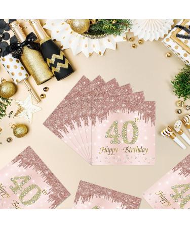 40 Pink Napkins for 40th Birthday Celebration | 40 Pieces 33x33cm Paper Napkins for Party Decorations - Buy Online on GoSupps.com