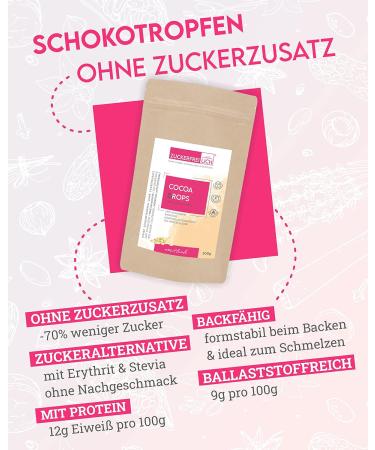 Cocoa Drops White 500g - Sugar-Free White Chocolate Drops with Erythritol & Stevia - 70% Less Sugar Calorie-Conscious Treats - Buy Online on GoSupps.com