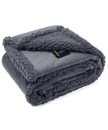Waterproof Pet Blanket, Liquid Pee Proof Dog Blanket for Sofa Bed Couch, Reversible Sherpa Fleece Furniture Protector Cover for Small Medium Large Dogs Cats, Dark Gray Large(65" x 57") L (65" x57") Dark Gray