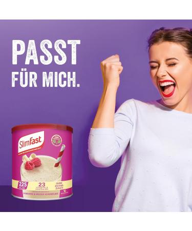 Slimfast Raspberry & White Chocolate Milkshake Powder - Protein-Rich Low-Calorie Diet Shake | 225 Calories per Serving | 365g - Buy Online on GoSupps.com