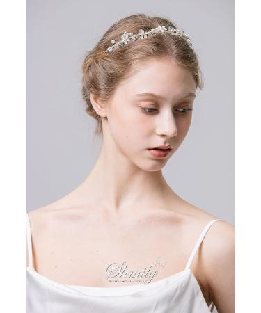 Shmily Handmade Wedding Pearl Rhinestone Tiara Headband - Bridal Jewelry Silver | DH2003 - Buy Online on GoSupps.com