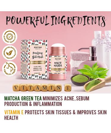 Beauty Bar Matcha Green Tea Mask Stick - Blackhead & Acne Treatment, Dark Spot Remover, Pore Cleanser, 40g - Buy Online on GoSupps.com