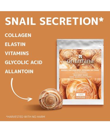 Orientana - Natural Silk Sheet Face Mask Snail Secretion & Collagen | Anti Ageing And Wrinkle Moisturiser | Acne Pigmentation Treatment | Hydrating Rejuvenating & Brightening - 1pc - Buy Online on GoSupps.com