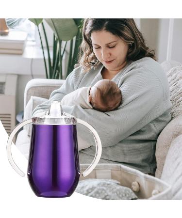 Stainless Steel Sippy Cup 10 oz | BPA Free, Double Wall Insulated | Toddler Straw Cup with Handles & Silicone Lid | Non-Spill, Purple - Buy Online on GoSupps.com